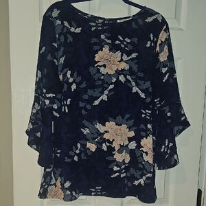 NorthStyle Navy Blue Floral Blouse